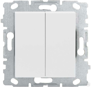 Выключатель Vesta-Electric White двухклавишный без рамки 