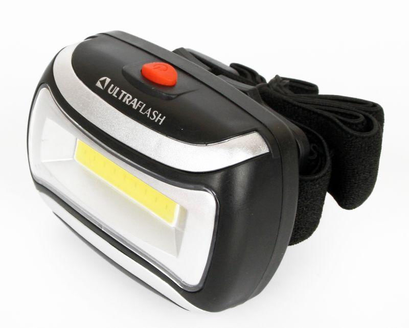 Ultraflash Фонарь налобный LED 5380 (3Вт COB LED 3 режима черн. пласт. пакет) Ultraflash 12870