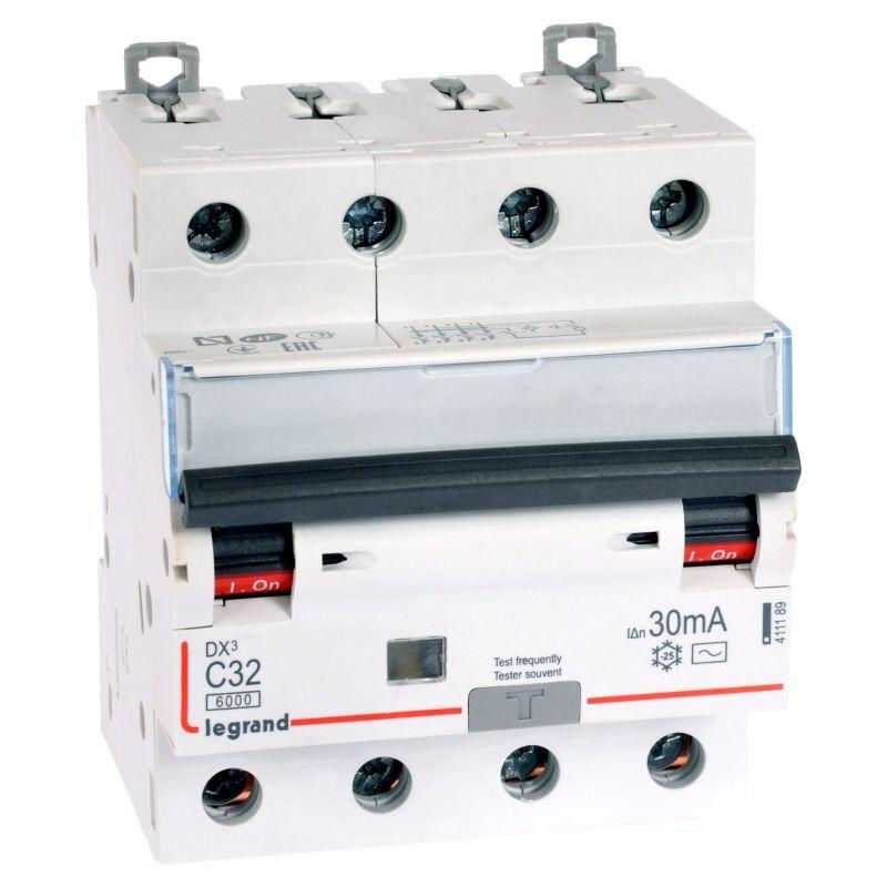 Legrand Выключатель автоматический дифференциального тока 4п C 32А 30мА тип AC 10кА DX3 4мод. Leg 411189