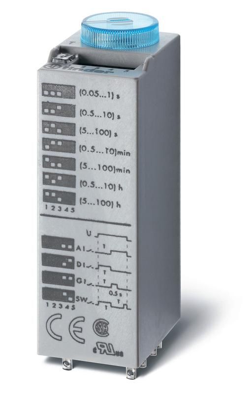 Таймер миниатюрный мультифункциональный (AI DI SW GI) монтаж в розетку 24В AC/DC 4CO 7А регулировка времени 0.05с…100ч I