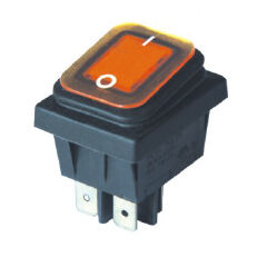 Переключатель клавишный с подсветкой и влагозащитой KCD4-130/4PN FS on-off 4 контакта 15A, 250В (жёлтый)