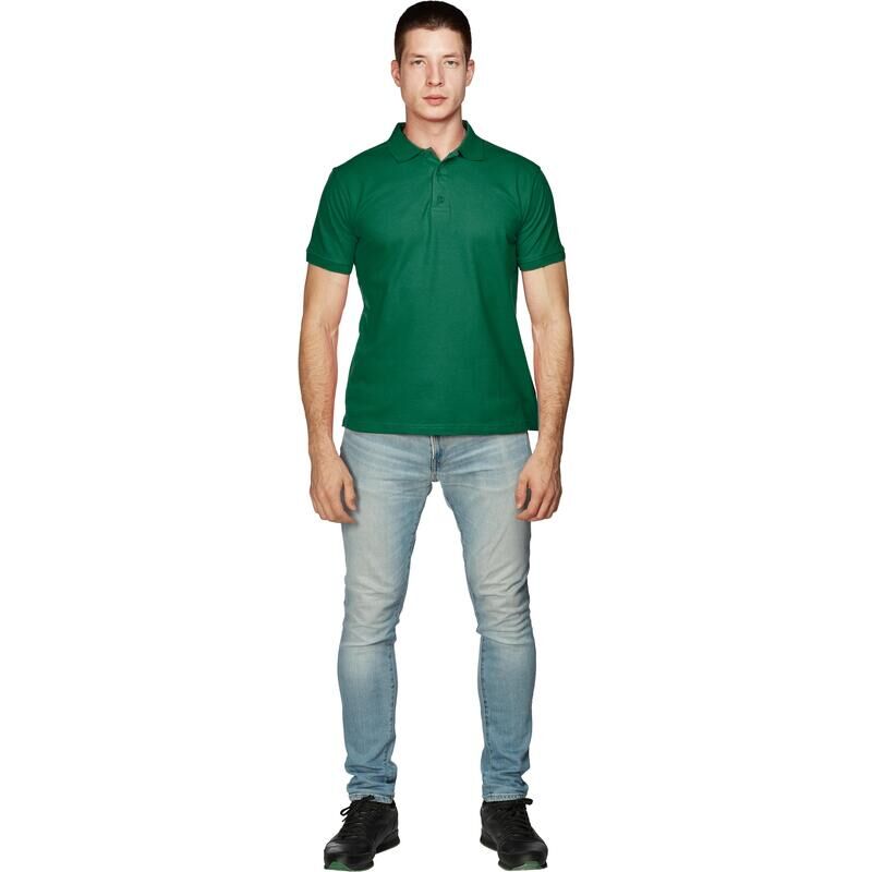 Рубашка Поло мужская темно-зеленая с короткими рукавами (размер S, 190 г/кв.м) NoName