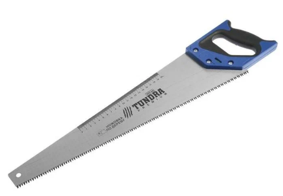 Ножовка по дереву TUNDRA, 2К рукоятка, 3D заточка, каленый зуб, 7-8 TPI, 500 мм