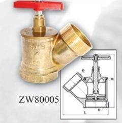 Клапан пожарный латунный Ду50 ВР/НР 125° Цветлит ZW80005