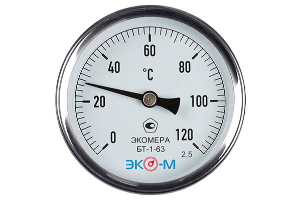 Термометр биметаллический ЭКОМЕРА БТ-1-63, 0-120С, L = 80