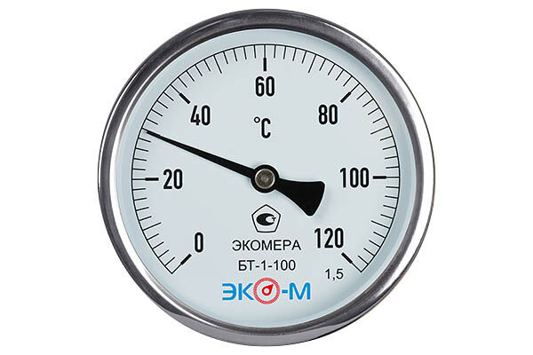 Термометр биметаллический ЭКОМЕРА БТ-1-100, 0-120С, L = 80