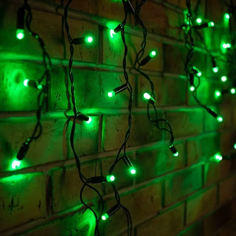 Бахрома (LED-150, 4*0,6м, зеленый резиновый провод) (1001)