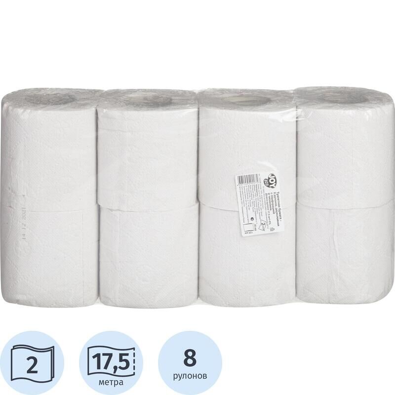 Бумага туалетная JOY ECO 2-слойная 8 рулонов в упаковке Joy Eco