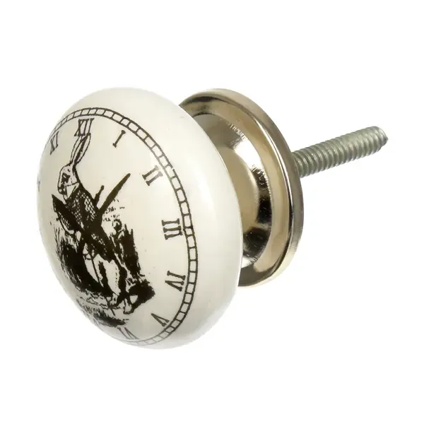 Ручка-кнопка Blumenhaus керамическая Часы с кроликом цвет белый 6 шт
