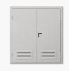 Дверь металлическая утепленная двухстворчатая вентеляционная решетка