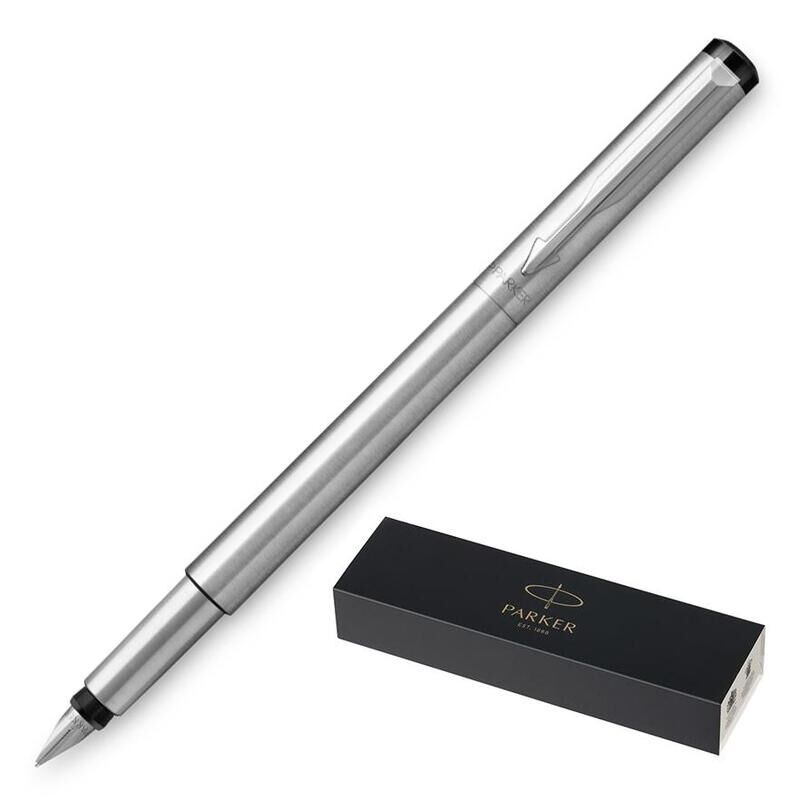 Ручка перьевая Parker Vector Stainless Steel цвет чернил синий цвет корпуса серебристый (артикул производителя S0029690)