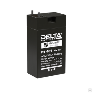 Аккумуляторная батарея 4-1 (4В, 1Ач) Delta DT401 