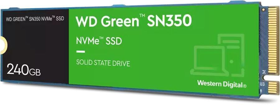 Накопитель SSD Western Digital Western Digital Green SN350 WDS240G2G0C/PCI-E 3.0 x4/240GB /Скорость чтения 2400МБайт/с С