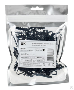 Дюбель-хомут 5х10 мм для плоского кабеля нейлон черн. (100 шт/уп) IEK UDH14-05-10-100-K02 