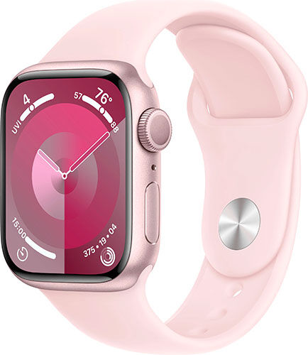 Часы Apple Watch Series 9, GPS, 41 mm, Pink Aluminium Case with Light Pink Sport Band M/L, алюминевый корпус розового цв