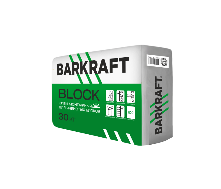 Клей BLOCK для ячеистов блоков , 30кг/48шт BARKRAFT