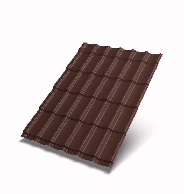 Металлочерепица СуперМонтеррей 0.5 Normal Rooftop Glace SP RAL 8017 шоколад (3250)