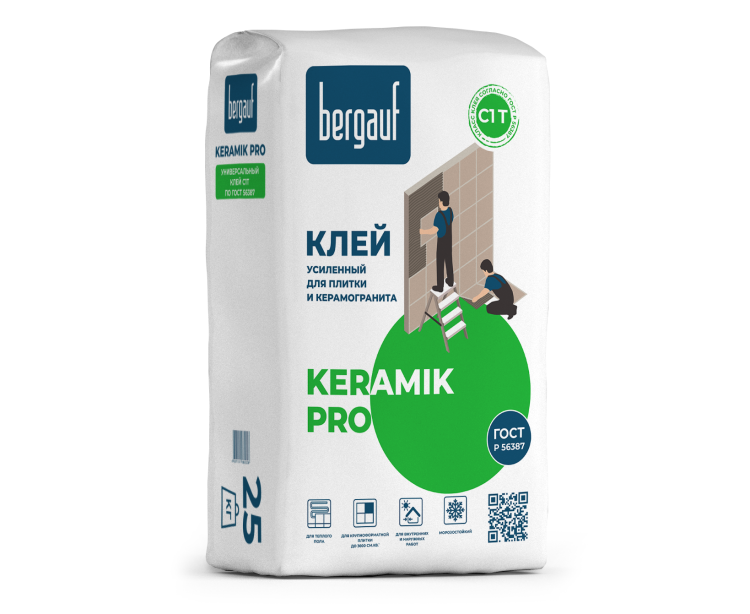 Клей усиленный для керам.плитки (25кг)/56 Bergauf Keramik Pro С1