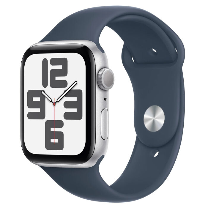 Смарт-часы Apple Watch SE Gen 2 2023 GPS 40мм Aluminum Case with Sport Band S/M, серебристые + синий шторм ремешок