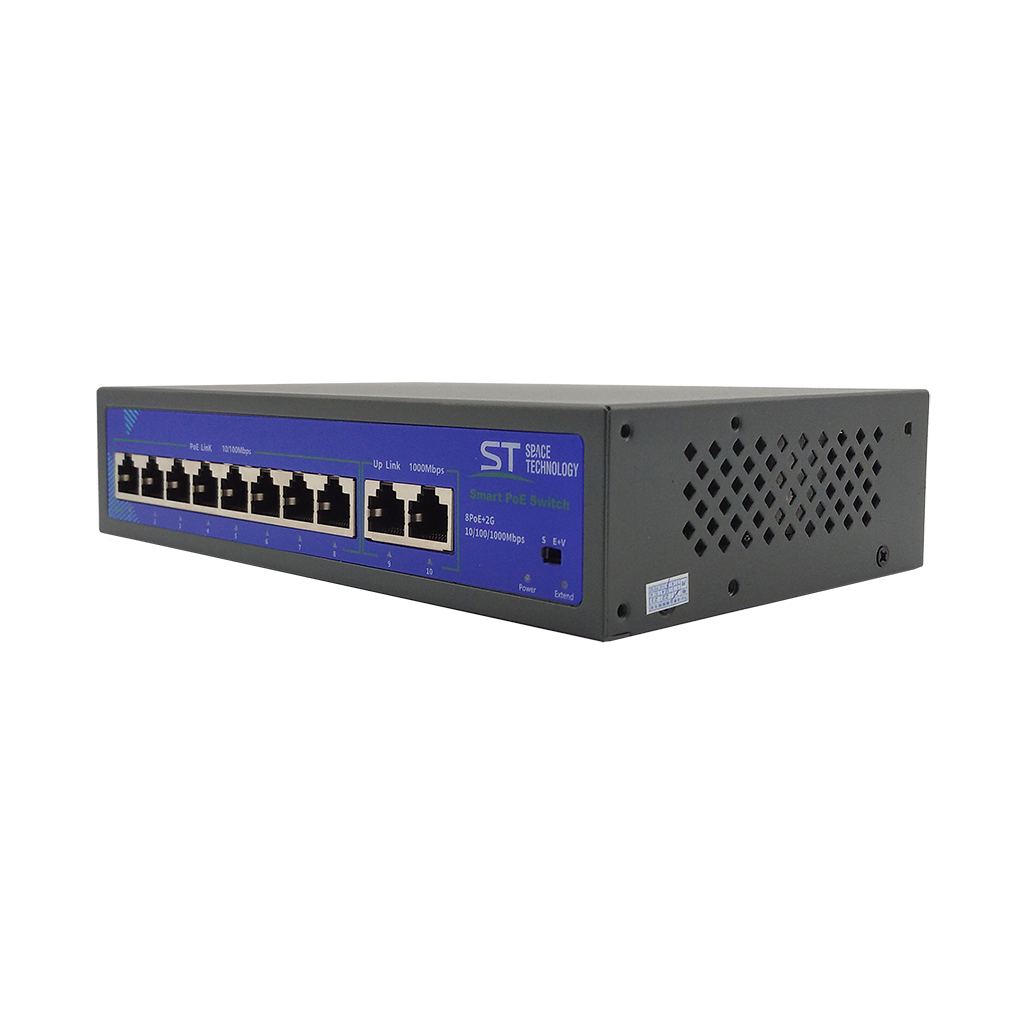 Источник питания ST-S88POE(2G/120W/A), Switch POE 8-ми портовый для обеспечения проводных сетей нап
