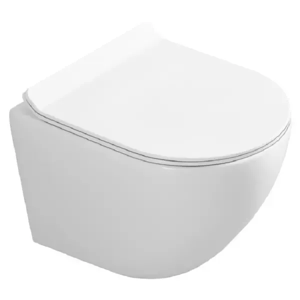 Подвесной унитаз безободковый «Art&Max» Ovale AM011CHR (AM011SC) белый с сиденьем дюропласт с микролифтом белое