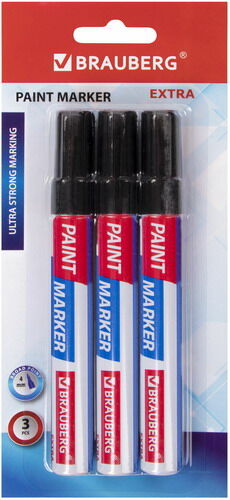 Набор маркеров Brauberg EXTRA (paint marker) 4 мм, черные, 3 шт (151999) EXTRA (paint marker) 4 мм черные 3 шт (151999)