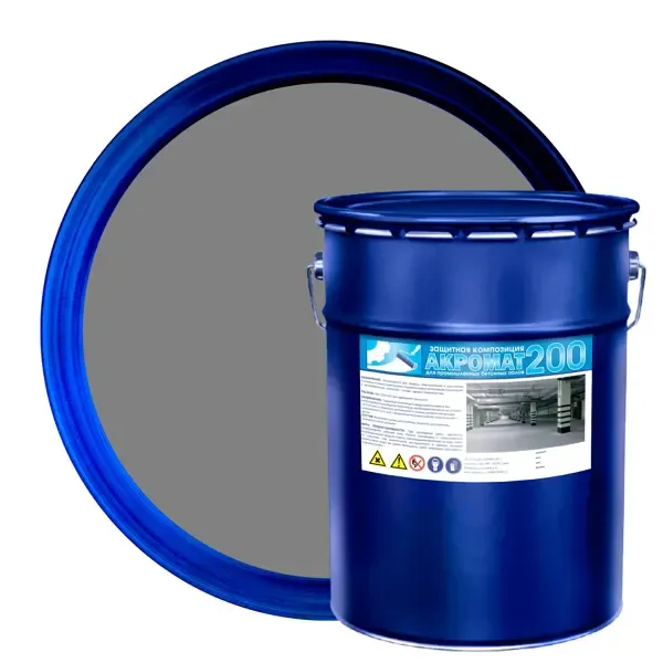 Краска для бетонного пола AKROMAT 200 износостойкая 25 кг серая