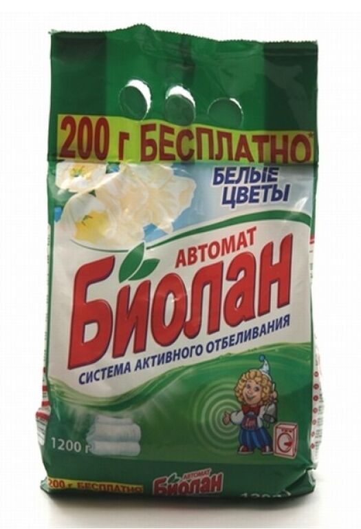 Порошок стиральный БИОЛАН автомат 1200гр Белые цветы/7